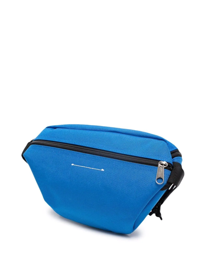 Shop Mm6 Maison Margiela Logo Zipped Belt Bag In Blue