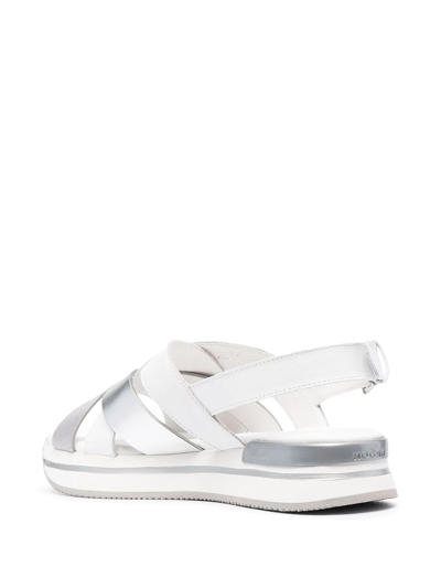 Shop Hogan Cross Strap Sandals In White