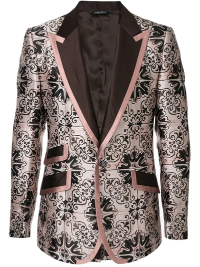 Shop Dolce & Gabbana Maiolica Jacquard Blazer In Pink