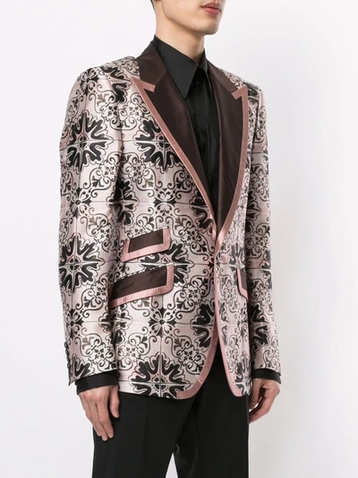 Shop Dolce & Gabbana Maiolica Jacquard Blazer In Pink