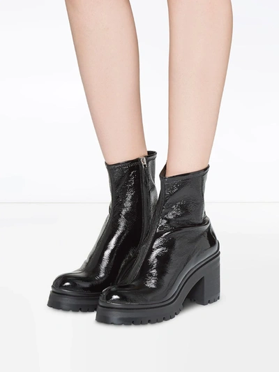 Shop Miu Miu Block Heel Ankle Boots In Black