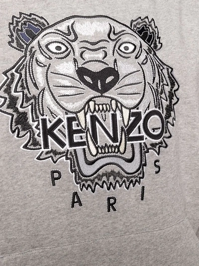 Shop Kenzo Varsity Tiger Logo-print Hoodie In Grey