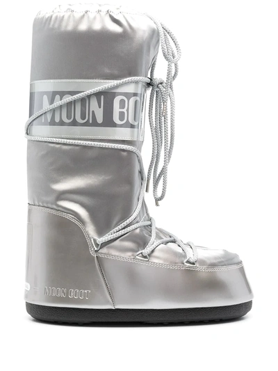 Moon Boot Glance Waterproof Nylon Snow Boots In Grey