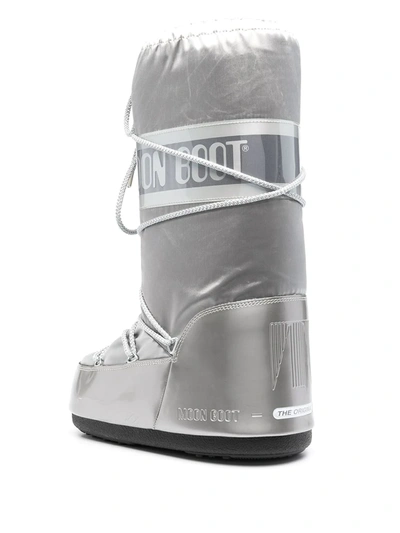 Shop Moon Boot Icon Glance Satin Snow Boots In Grey