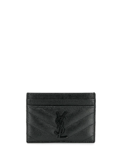 Saint Laurent Monogram Quilted Cardholder In Black