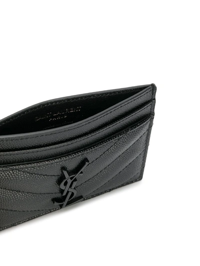 Saint Laurent Monogram Quilted Cardholder In Black