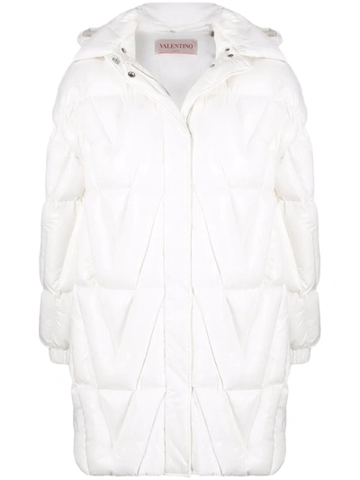 Shop Valentino Optical  Padded Coat In Weiss