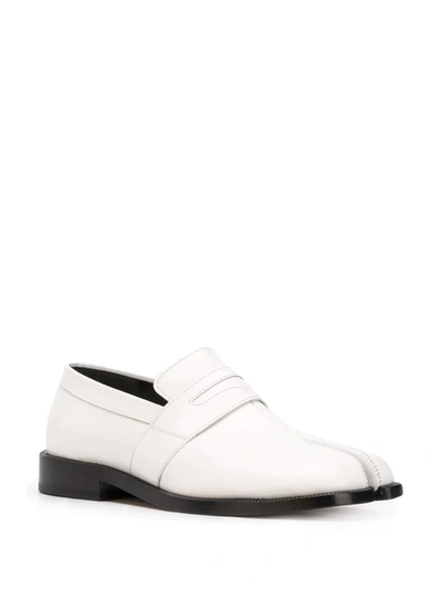 Shop Maison Margiela Tabi Penny Loafers In White