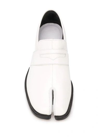 Shop Maison Margiela Tabi Penny Loafers In White