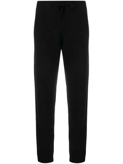 Shop Cashmere In Love Ribbed-knit Track Pants In Black