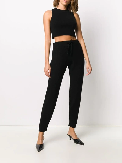 Shop Cashmere In Love Ribbed-knit Track Pants In Black