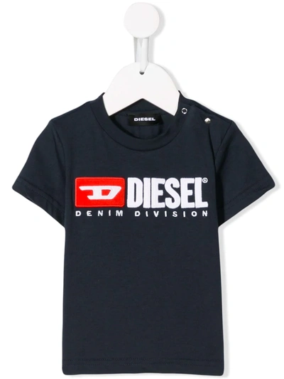 Shop Diesel Logo T-shirt In Blue