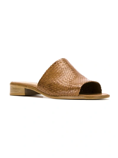 Shop Sarah Chofakian Leather Mules In Brown