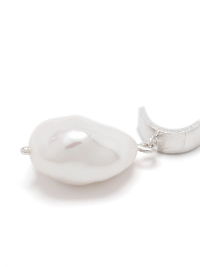 Shop Hsu Jewellery Unfinishing Line Curve Pearl Earrings In Silver