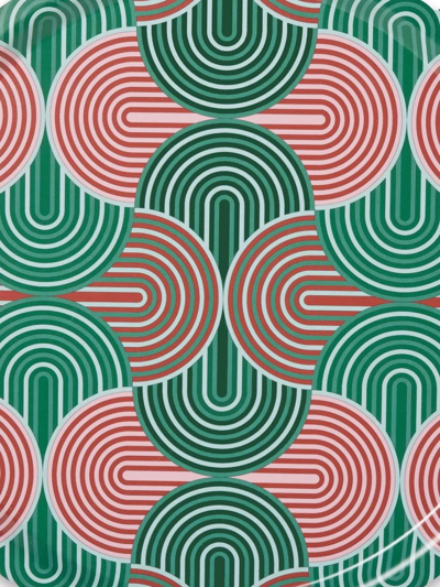 La Doublej Slinky Line-graphic Round Tray In Green