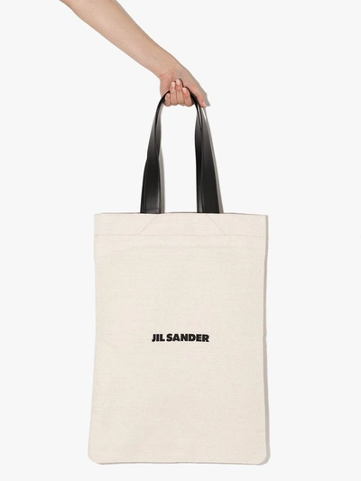 Shop Jil Sander Flat Shopper Tote Bag In Neutrals