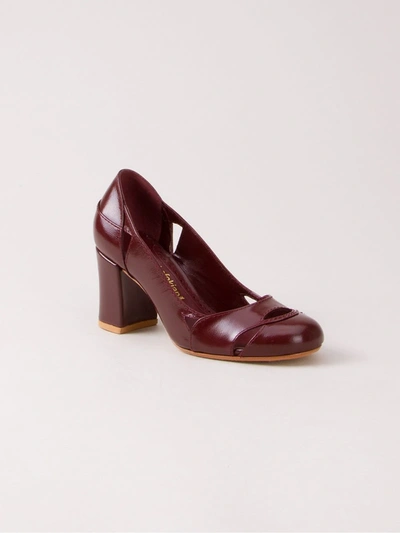 Sarah Chofakian Chunky Heel Pumps In Red