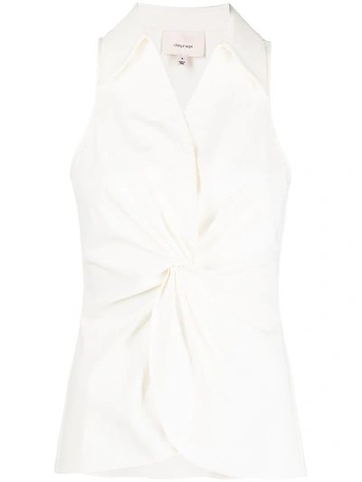 Cinq À Sept Mckenna Sleeveless Knot-front Top In White