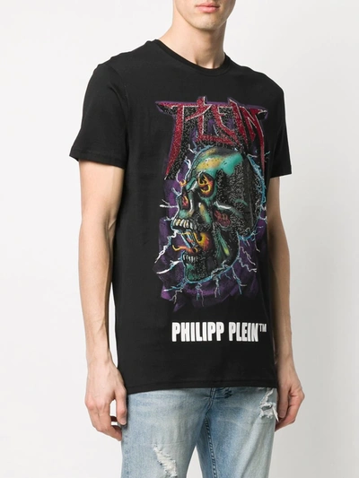 Shop Philipp Plein Crystal Logo Print T-shirt In Black