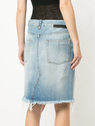 Shop Ben Taverniti Unravel Project Frayed Denim Skirt In Blue