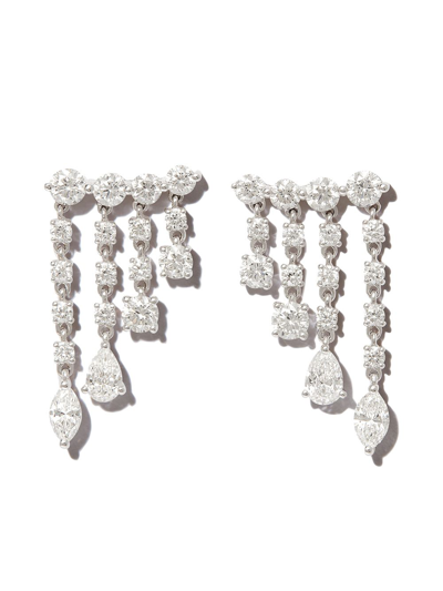 Anita Ko 18k White Gold Small Raindrop Diamond Earrings In Silber