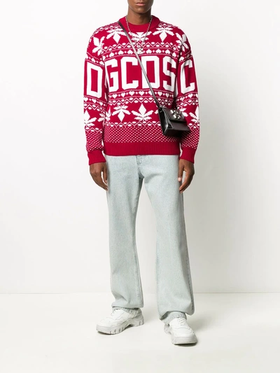 Gcds Logo Embroidered Jumper In Red