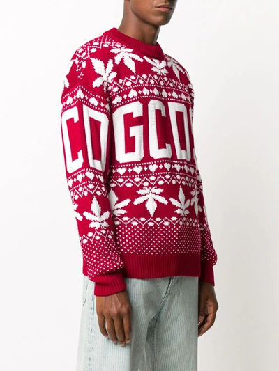 Gcds Logo Embroidered Jumper In Red
