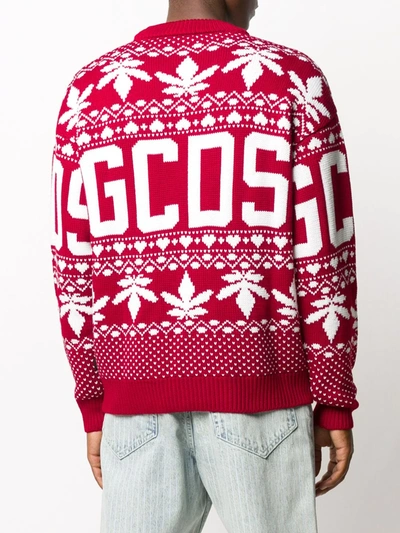Gcds Logo Embroidered Jumper In Red