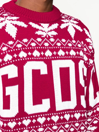 Gcds Logo Embroidered Jumper In Red