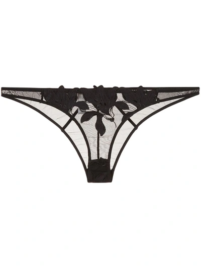 Shop Fleur Du Mal Lily Embroidered Cheeky In Black