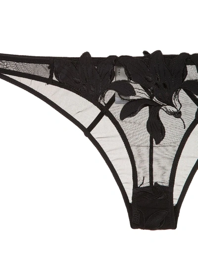Shop Fleur Du Mal Lily Embroidered Cheeky In Black