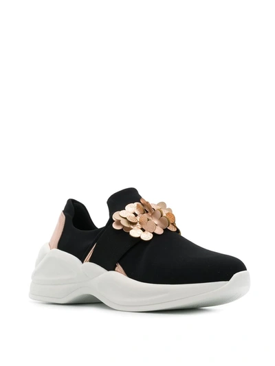 Shop Tosca Blu Flower Appliqué Sneakers In Black