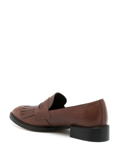 Sarah Chofakian Oxford Fringed Slip-on Shoes In Braun