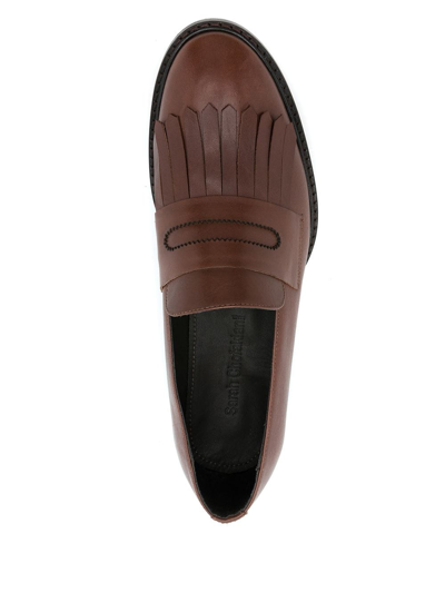 Sarah Chofakian Oxford Fringed Slip-on Shoes In Braun