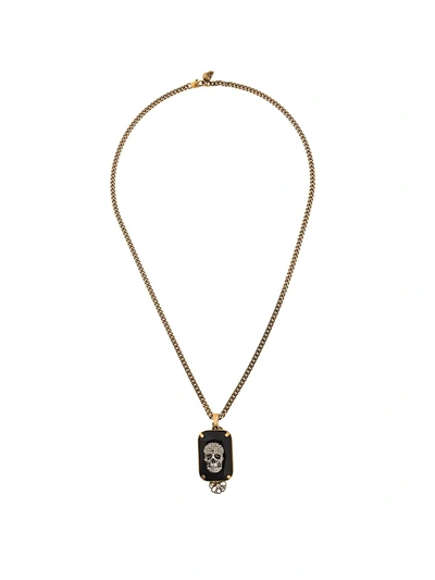 Shop Alexander Mcqueen Jewelled Skull Necklace In Gold