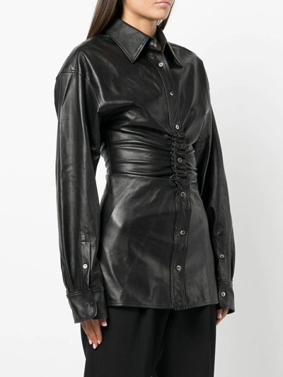 Shop Alexander Wang Ruched Leather Shirt In Schwarz