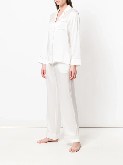 Shop Fleur Of England Piped Pajama Set In White