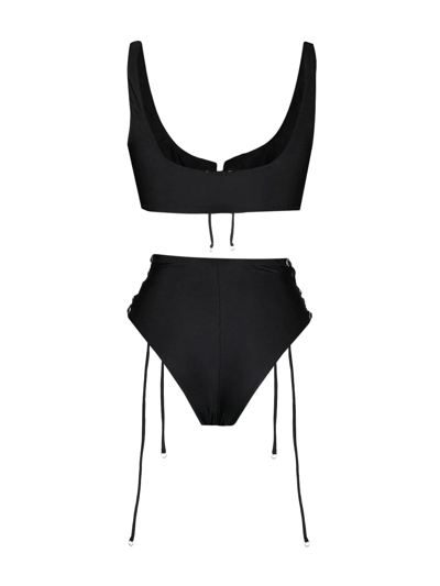 Noire Swimwear Lattice-strap Bikini Set In 黑色
