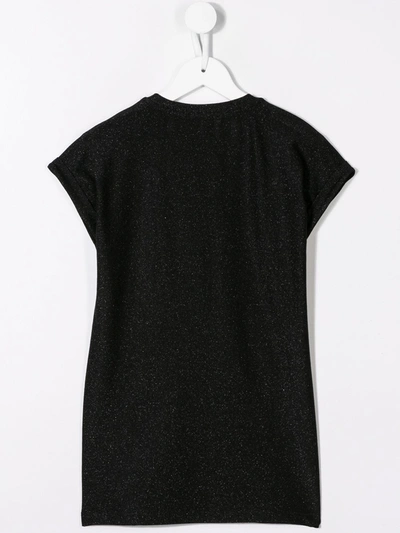 Shop Balmain Logo T-shirt Dress In Black