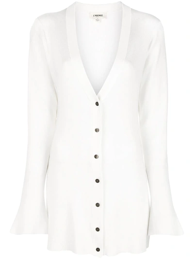 Shop L Agence Knitted Cardigan In White