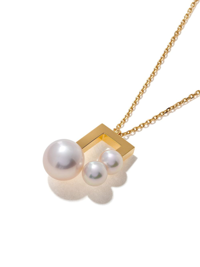 Tasaki 18kt Yellow Gold Collection Line Balance Note Akoya Pearl Pendant In Gold