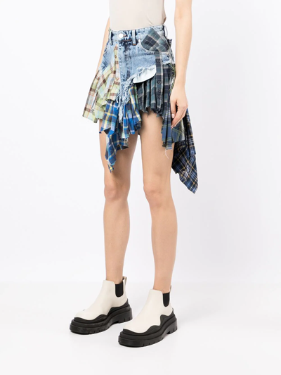 Shop Natasha Zinko Asymmetric Draped Skirt In Blue