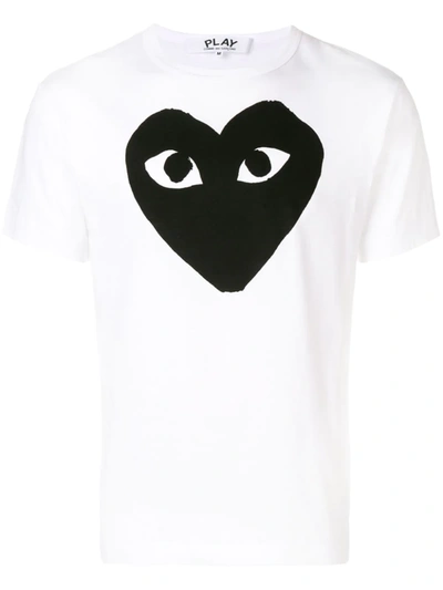 Shop Comme Des Garçons Play Logo Print T-shirt In White