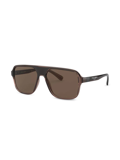 Shop Dolce & Gabbana Logo-embossed Square-frame Sunglasses In Brown