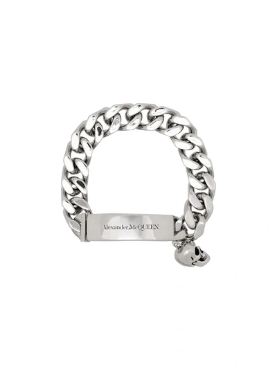 Shop Alexander Mcqueen Skull Charm Link Bracelet In Silver