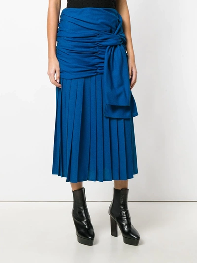 Pre-owned Versace 1970s Draped Midi Skirt In Blue