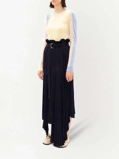 Shop Jw Anderson Belted Pleated Skirt In Blue