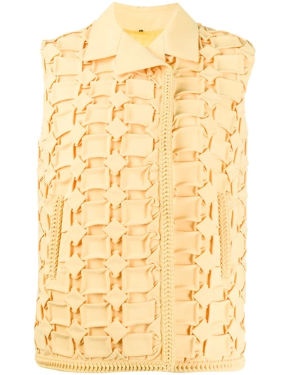 Shop Marco De Vincenzo Geometric Embroidered Vest In Yellow