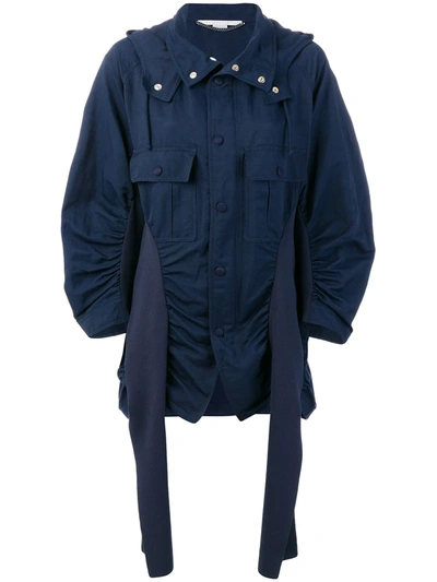 Shop Stella Mccartney Ruched Parka Jacket In Blue