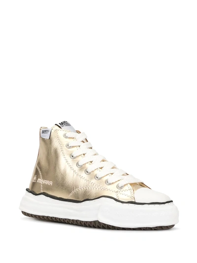 Shop Miharayasuhiro Hi-top Metallic Sneakers In Gold